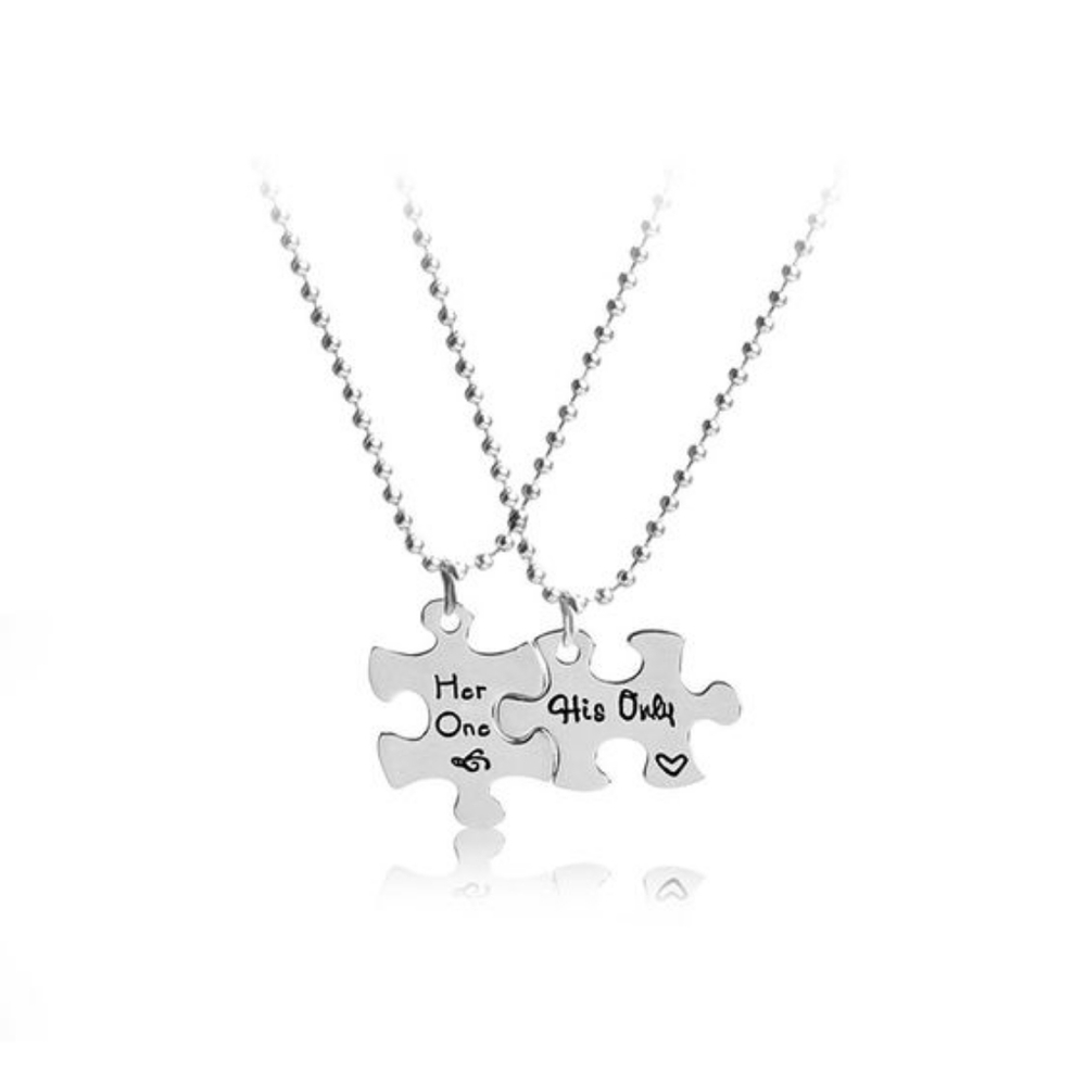 His and hers matching couples necklace